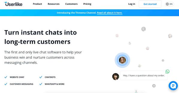 userlike live chat tool proactive live chat example
