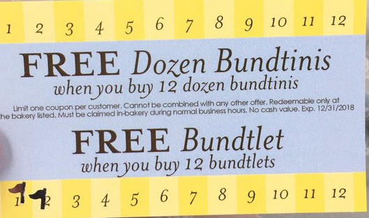Nothing Bundt Cakes buy 12 get one free punch card example for customer loyalty program