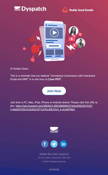 Reminder Email Sequence Email Example: Dyspatch