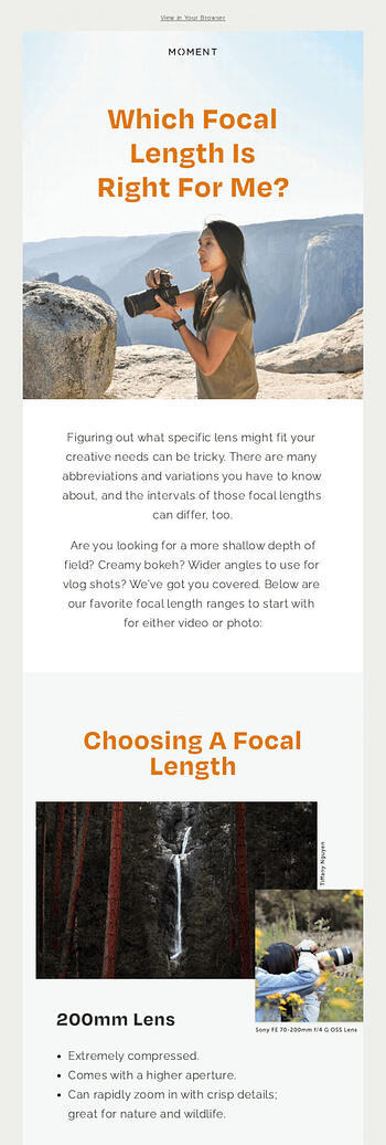 Nurturing Email Sequence Email Example: Moment