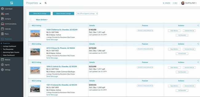 CINC real estate CRM in properties view