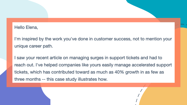 introductory email template: first line about recipient