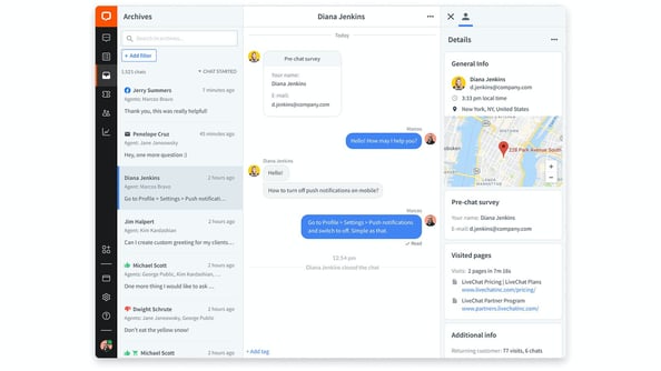 best web chat software: livechat