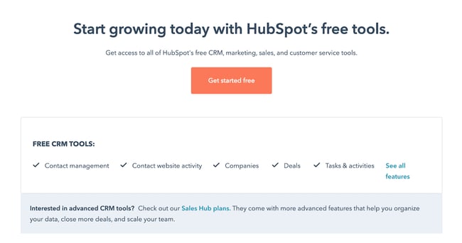 saas pricing model: hubspot