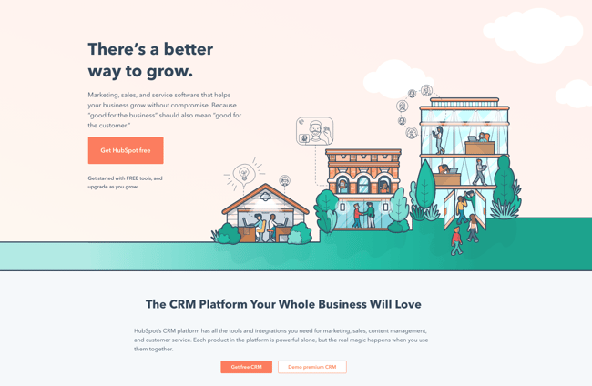 Example product pitch by CRM HubSpot on its website