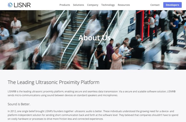 Example product pitch by LISNR on its website