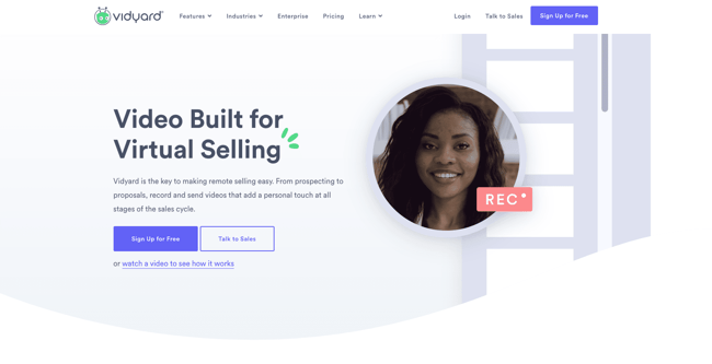 Example product pitch by Vidyard on its website