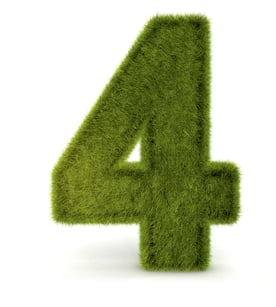 Number four in 3D and grass texture - isolated over white